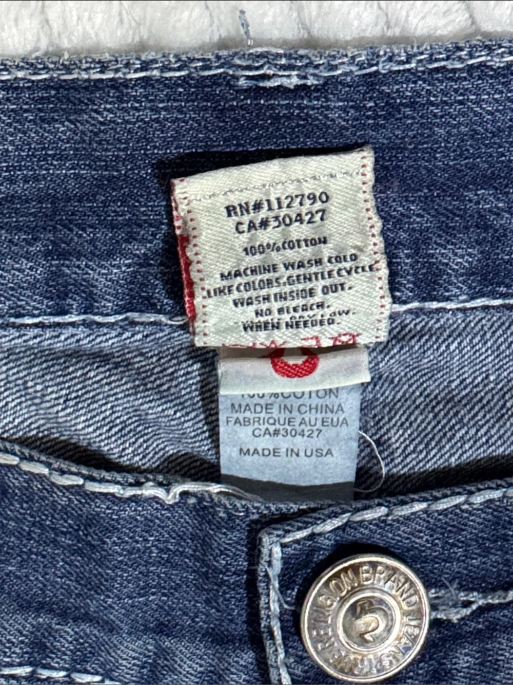 True Religion Joey Super T Denim Jeans Size 36 Embroidery Made in USA